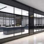 Black Framed Glass Wall for Office – Minimalist Luxury in Design