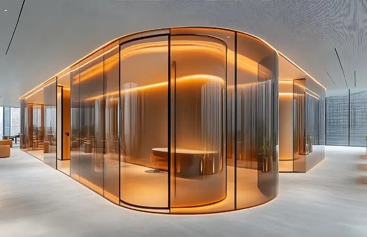 Creating Fluid Office Layouts Using Curved Glass Wall Systems